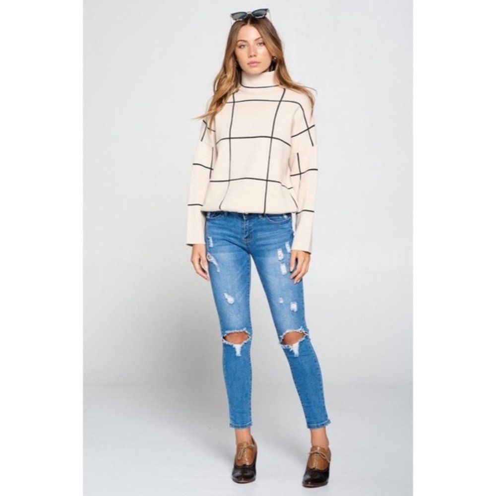 LAST ONE - GRIDLOCK TURTLENECK KNIT SWEATER - Picture 3 of 3